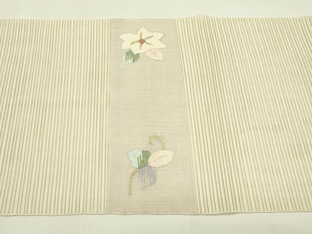 平和屋着物*夏物 八寸名古屋帯 絽綴れ 草花文 金糸 正絹 逸品 CABI5369rv