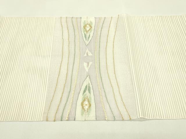 平和屋着物*夏物 八寸名古屋帯 絽綴れ 菱横段文 金銀糸 正絹 逸品 未使用 CABI5370rv