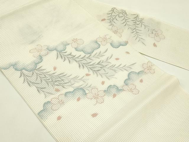 平和屋着物*夏物 八寸名古屋帯 枝垂れ柳舞桜文 CABI5376rv