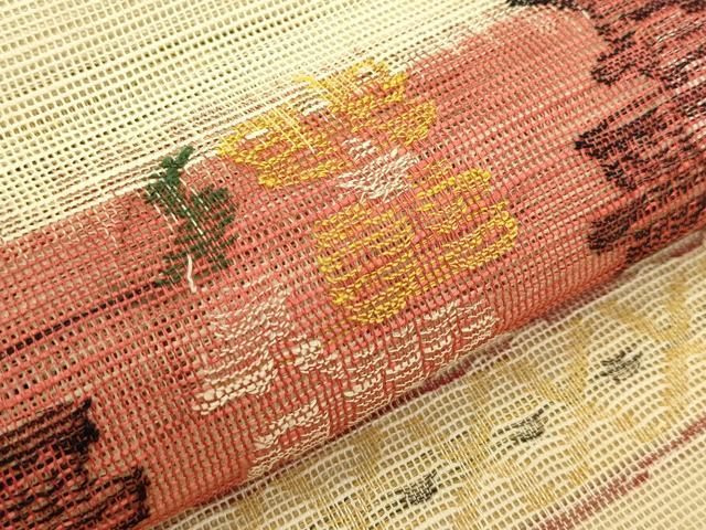 平和屋着物*夏物 八寸名古屋帯 草花文 正絹 逸品 CABI5377rv