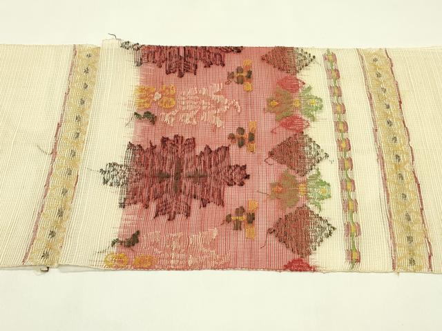 平和屋着物*夏物 八寸名古屋帯 草花文 正絹 逸品 CABI5377rv