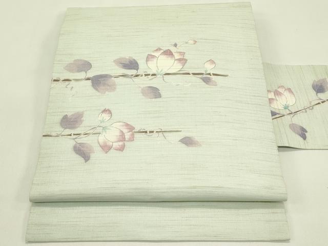 平和屋着物*夏物 九寸名古屋帯 草花文 麻 逸品 CABI5386rv