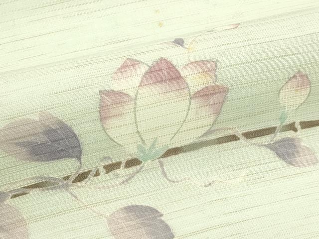 平和屋着物*夏物 九寸名古屋帯 草花文 麻 逸品 CABI5386rv