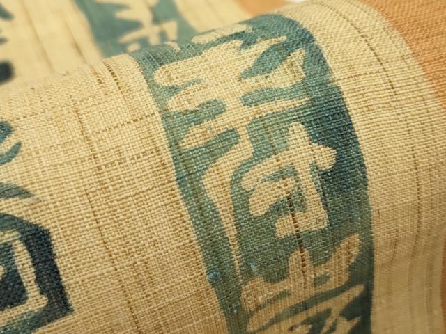 平和屋着物*夏物 九寸名古屋帯 作家物 寿字文 藍 麻 逸品 CABI5387rv
