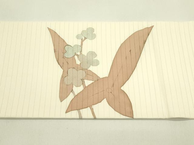平和屋着物*夏物 絽塩瀬 九寸名古屋帯 ろうけつ染め 草花文 正絹 逸品 CABI5389rv