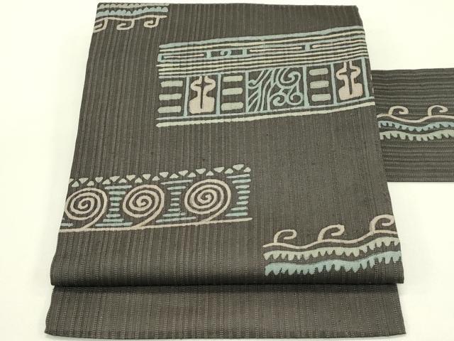 平和屋着物*夏物 九寸名古屋帯 幾何学文様 正絹 逸品 CABI5391rv