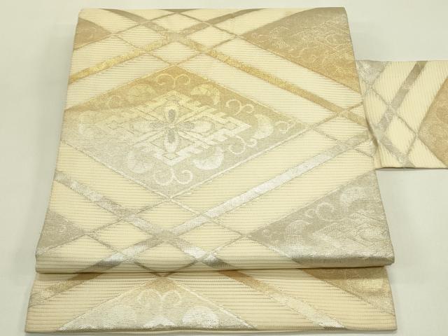 平和屋着物*夏物 九寸名古屋帯 花菱文 金銀糸 正絹 逸品 CABI5397rv