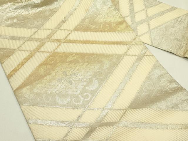 平和屋着物*夏物 九寸名古屋帯 花菱文 金銀糸 正絹 逸品 CABI5397rv
