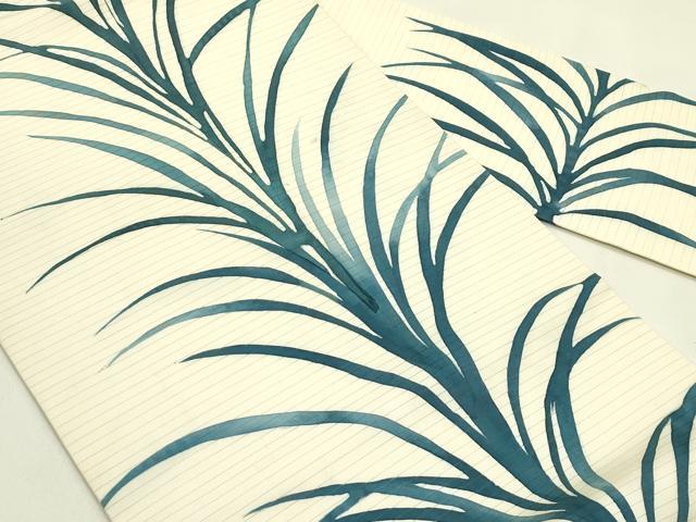平和屋着物*夏物 絽塩瀬 九寸名古屋帯 ろうけつ染め 草木文 正絹 逸品 CABI5398rv