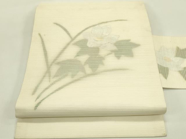 平和屋着物*夏物 九寸名古屋帯 草花文 金銀彩 正絹 逸品 CABI5400rv