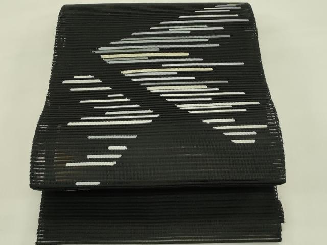 平和屋着物*夏物 八寸名古屋帯 絽綴れ 霞文 黒地 金糸 正絹 逸品 CABI5414rv