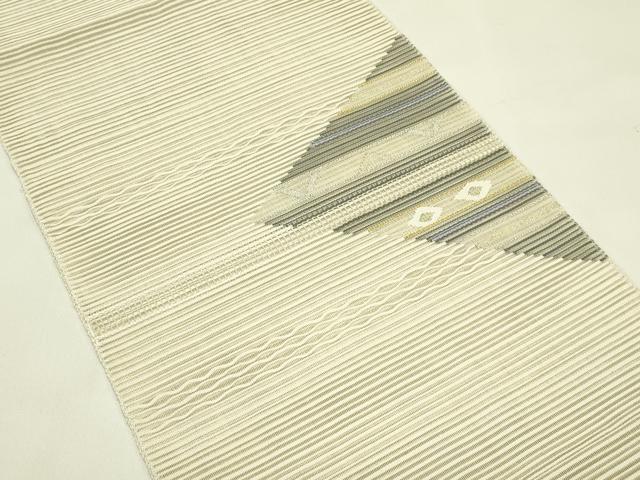 平和屋着物*夏物 八寸名古屋帯 絽綴れ 菱横段文 金銀糸 正絹 逸品 CABI5415rv