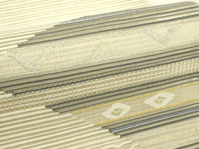 平和屋着物*夏物 八寸名古屋帯 絽綴れ 菱横段文 金銀糸 正絹 逸品 CABI5415rv