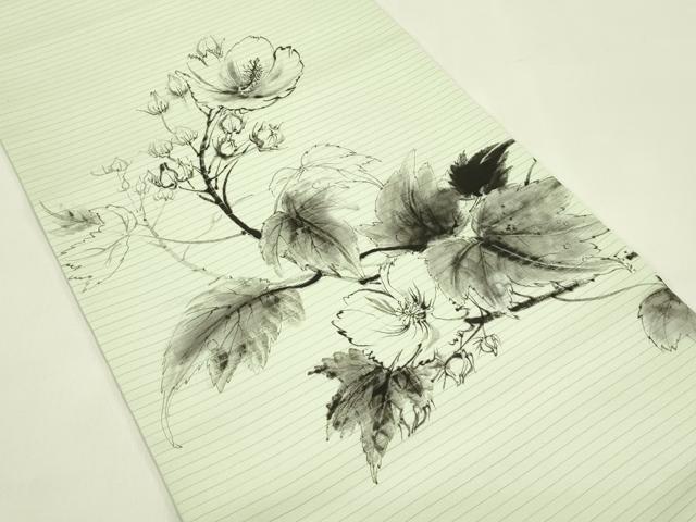 平和屋着物*夏物 絽塩瀬 九寸名古屋帯 作家物 手描き 草花文 正絹 逸品 CABI5421rv