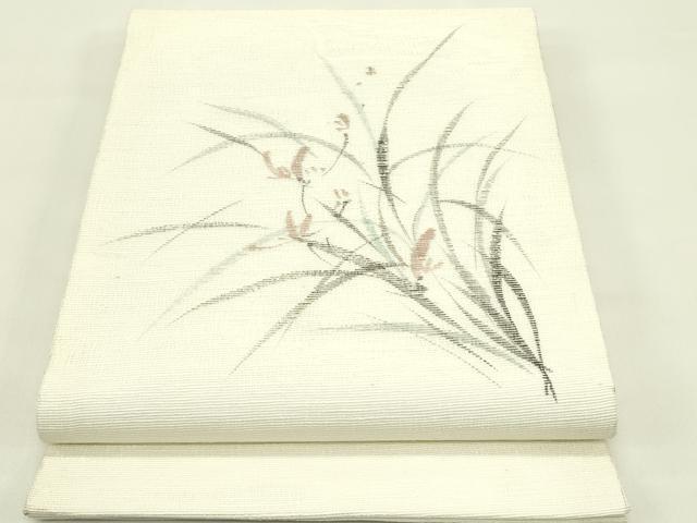 平和屋着物*夏物 九寸開き名古屋帯 手描き 草花文 正絹 逸品 CABI5422rv