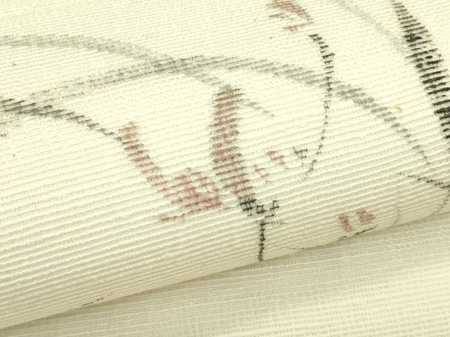 平和屋着物*夏物 九寸開き名古屋帯 手描き 草花文 正絹 逸品 CABI5422rv