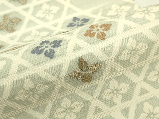 平和屋着物*夏物 九寸名古屋帯 刺繍 花菱文 金糸 正絹 逸品 CABI5424rv