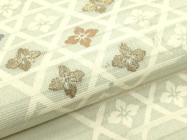 平和屋着物*夏物 九寸名古屋帯 刺繍 花菱文 金糸 正絹 逸品 CABI5424rv