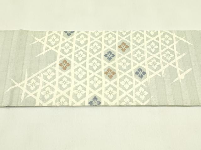 平和屋着物*夏物 九寸名古屋帯 刺繍 花菱文 金糸 正絹 逸品 CABI5424rv