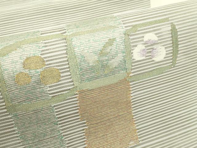 平和屋着物*夏物 八寸名古屋帯 絽綴れ 草花文 金糸 正絹 逸品 CABI5426rv