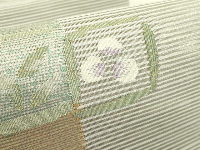 平和屋着物*夏物 八寸名古屋帯 絽綴れ 草花文 金糸 正絹 逸品 CABI5426rv