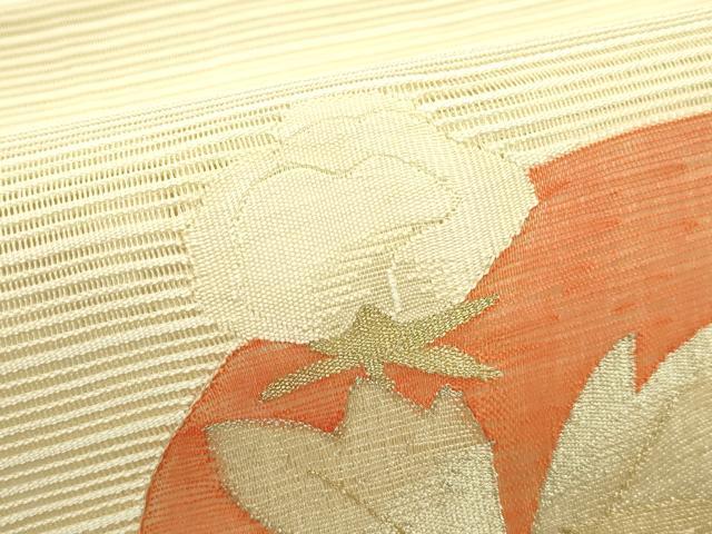 平和屋着物*夏物 八寸名古屋帯 絽綴れ 牡丹 金糸 正絹 逸品 CABI5427rv