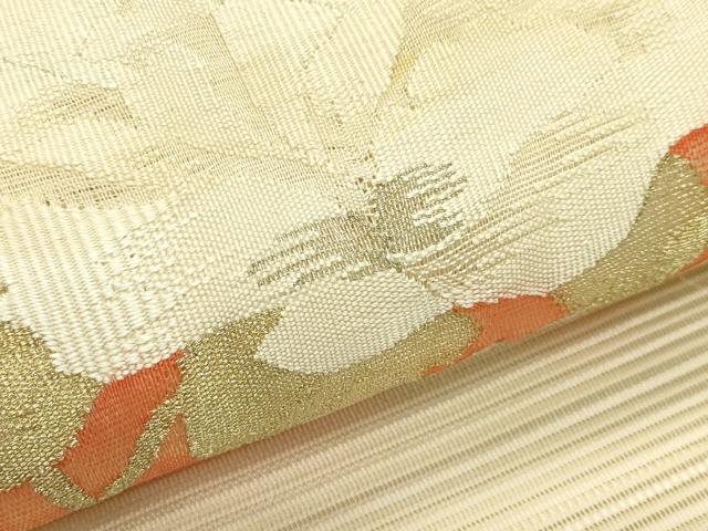 平和屋着物*夏物 八寸名古屋帯 絽綴れ 牡丹 金糸 正絹 逸品 CABI5427rv