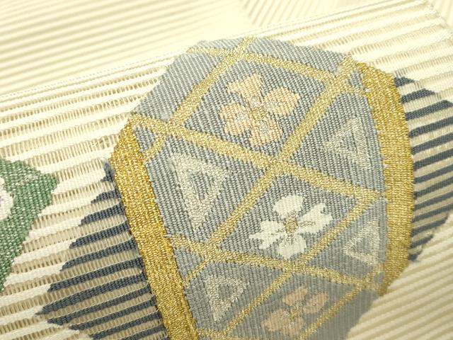 平和屋着物*夏物 八寸名古屋帯 絽綴れ 菱花文 金銀糸 正絹 逸品 CABI5429rv