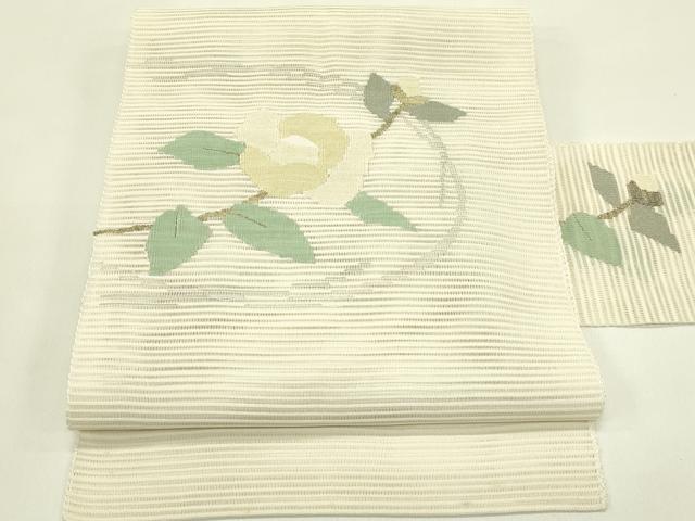 平和屋着物*夏物 八寸名古屋帯 絽綴れ 枝花文 金糸 正絹 逸品 CABI5430rv
