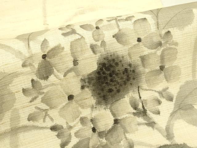 平和屋着物*夏物 九寸名古屋帯 作家物 手描き 紫陽花 麻 逸品 CABI5441rv
