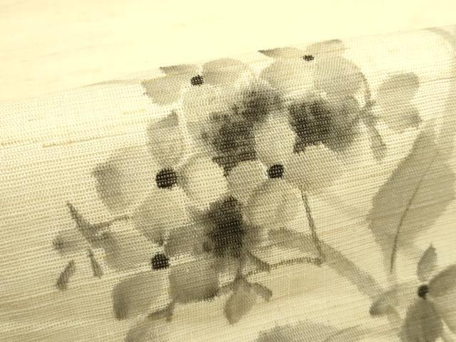 平和屋着物*夏物 九寸名古屋帯 作家物 手描き 紫陽花 麻 逸品 CABI5441rv