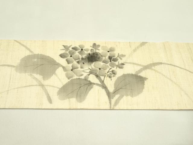 平和屋着物*夏物 九寸名古屋帯 作家物 手描き 紫陽花 麻 逸品 CABI5441rv