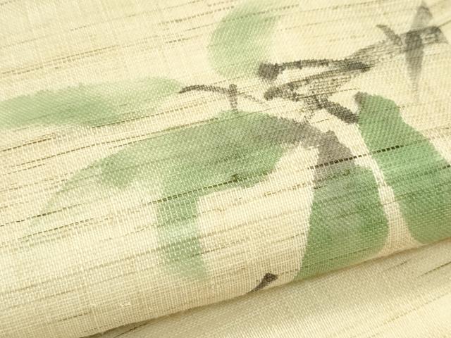 平和屋着物*夏物 九寸名古屋帯 手描き 草花文 麻 逸品 CABI5446rv