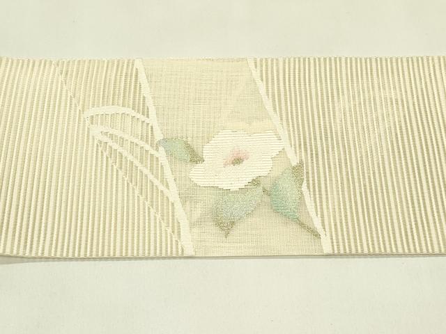 平和屋着物*夏物 八寸名古屋帯 絽綴れ 流水草花文 金銀糸 正絹 逸品 CABI5458rv