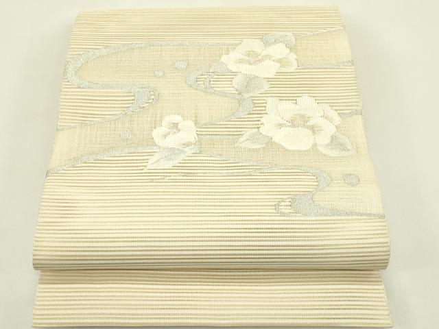 平和屋着物*夏物 八寸名古屋帯 絽綴れ 流水花文 金銀糸 正絹 逸品 CABI5460rv