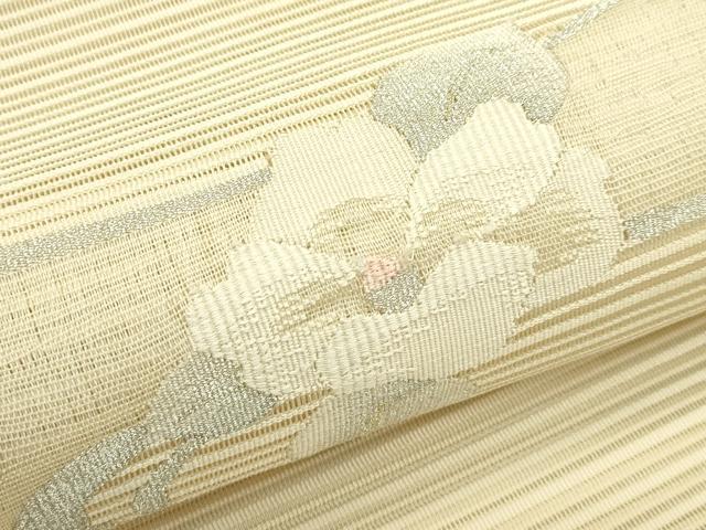 平和屋着物*夏物 八寸名古屋帯 絽綴れ 流水花文 金銀糸 正絹 逸品 CABI5460rv