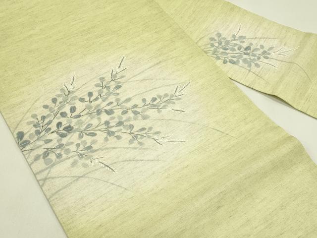 平和屋着物*夏物 九寸名古屋帯 手描き 萩 麻 逸品 CABI5466rv