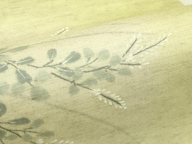 平和屋着物*夏物 九寸名古屋帯 手描き 萩 麻 逸品 CABI5466rv