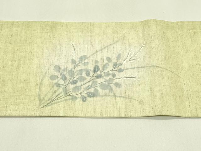 平和屋着物*夏物 九寸名古屋帯 手描き 萩 麻 逸品 CABI5466rv