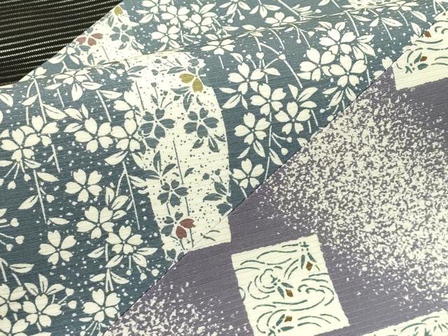 平和屋着物*夏物 九寸名古屋帯 切嵌 草花文 黒地 正絹 逸品 未使用 CABI5470rv