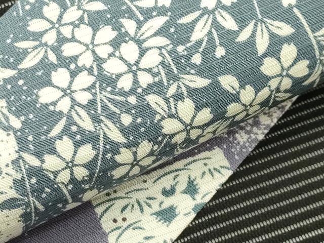平和屋着物*夏物 九寸名古屋帯 切嵌 草花文 黒地 正絹 逸品 未使用 CABI5470rv