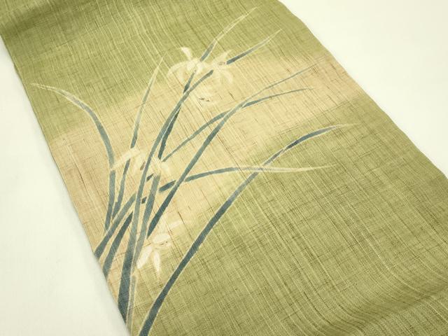 平和屋着物*夏物 九寸開き名古屋帯 手描き 草花文 麻 逸品 CABI5471rv