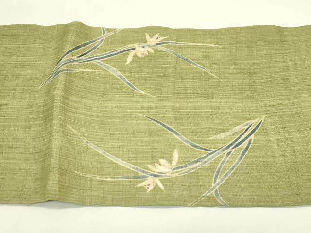 平和屋着物*夏物 九寸開き名古屋帯 手描き 草花文 麻 逸品 CABI5471rv