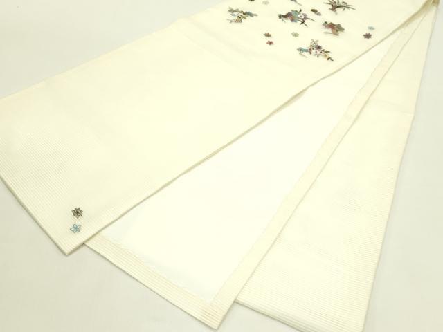平和屋着物*夏物 九寸開き名古屋帯 刺繍 草花文 金糸 正絹 逸品 CABI5483rv