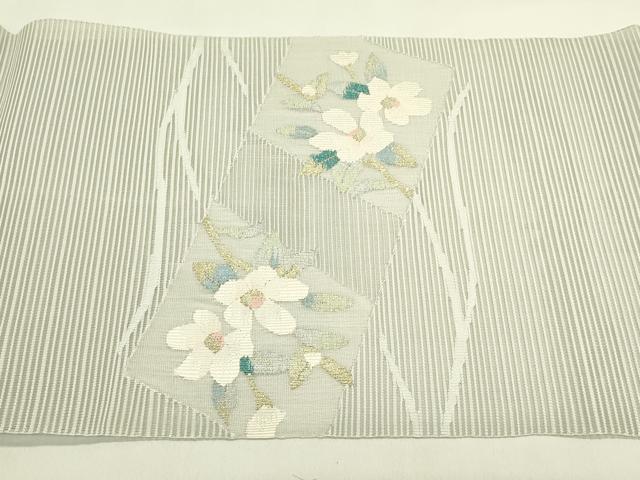 平和屋着物*夏物 八寸名古屋帯 絽綴れ 立波色紙花文 金銀糸 正絹 逸品 CABI5499rv