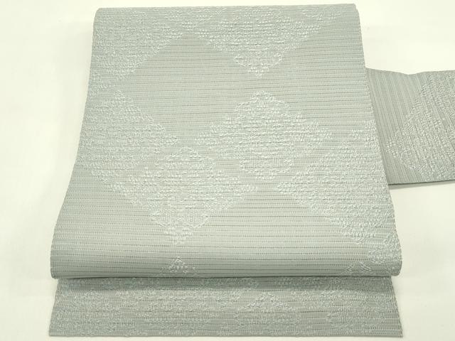 平和屋着物*夏物 八寸名古屋帯 絽綴れ 菱花文 薄墨色 正絹 逸品 CABI5501rv