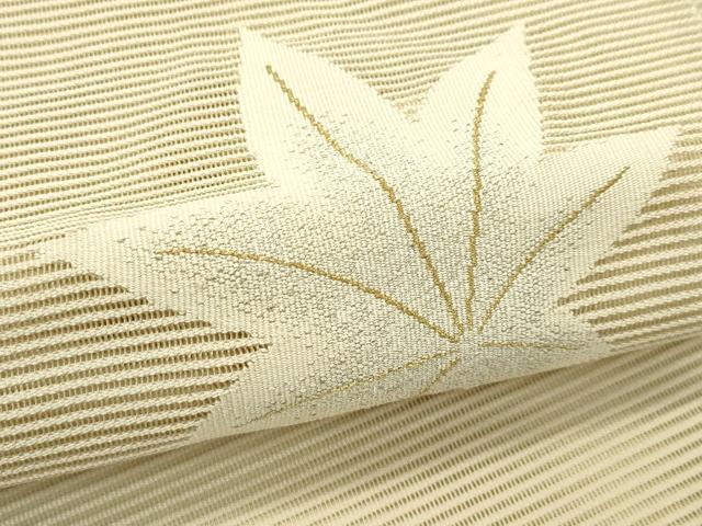 平和屋着物*夏物 八寸名古屋帯 絽綴れ 立波楓文 金銀糸 正絹 逸品 CABI5505rv