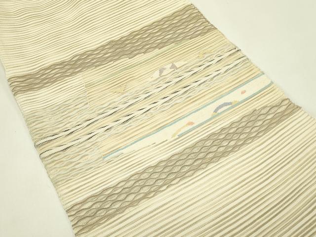 平和屋着物*夏物 八寸名古屋帯 絽綴れ 抽象文 金糸 正絹 逸品 CABI5513rv