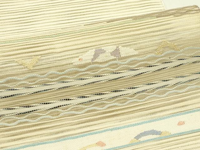 平和屋着物*夏物 八寸名古屋帯 絽綴れ 抽象文 金糸 正絹 逸品 CABI5513rv