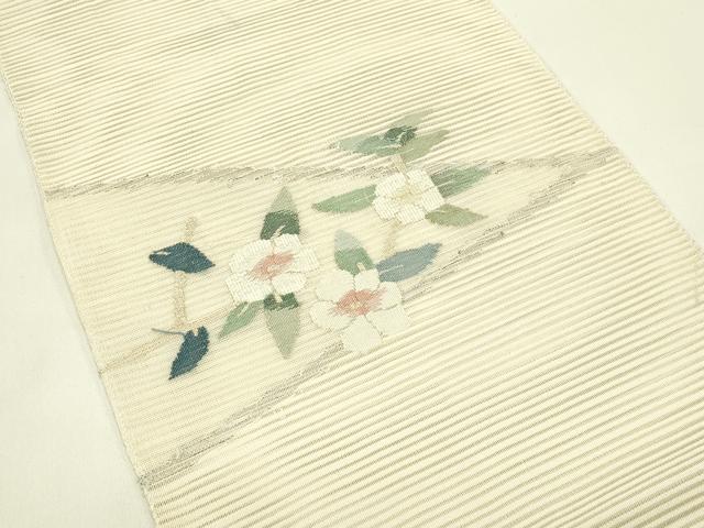 平和屋着物*夏物 八寸名古屋帯 絽綴れ 草花文 金銀糸 正絹 逸品 CABI5514rv